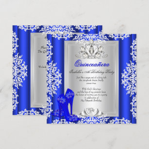 Quinceanera 15th Birthday Royal Blue Shoes 2 Invitation