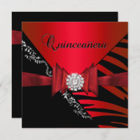Quinceanera 15th Birthday Zebra Red Black SStripe