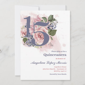 Quinceañera 15th Chic Floral Invitation
