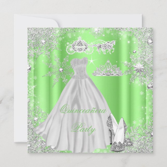 Quinceanera 15th Cinderella Lime Birthday Party Invitation (Front)