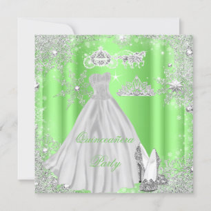 Quinceanera 15th Cinderella Lime Birthday Party Invitation