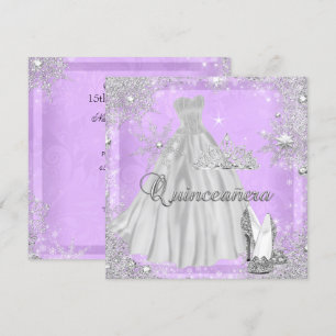 Quinceanera 15th Lilac Silver Birthday Party Invitation