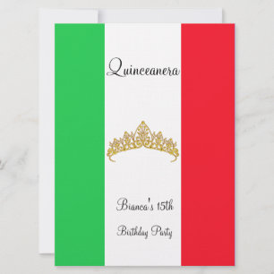 Quinceanera 15th Mexico Gold Tiara Invitation