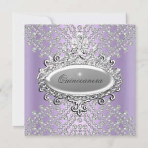 Quinceanera 15th Party Lilac Purple White Diamond Invitation