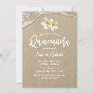 Quinceanera 15th Tropical Floral Beach Birthday Invitation