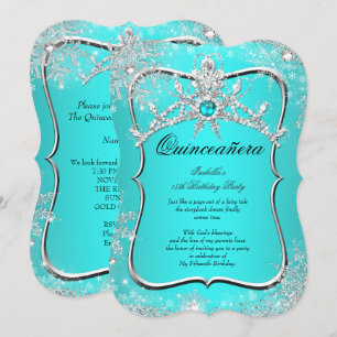 Quinceanera 15th Winter Wonderland Aqua Pearl Invitation