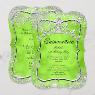 Quinceanera 15th Winter Wonderland Lime Green Invitation