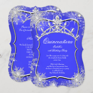 Quinceanera 15th Winter Wonderland Royal Blue Invitation