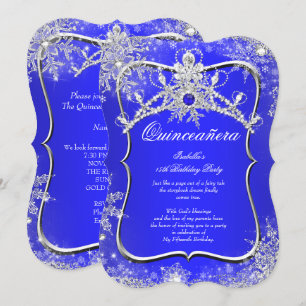 Quinceanera 15th Winter Wonderland Royal Blue Invitation