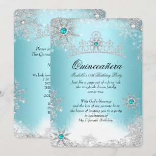 Quinceanera 15th Winter Wonderland Silver Blue 2 Invitation