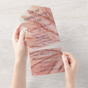 Quinceañera All N One Invitation Pretty in Pink