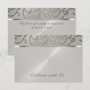 Quinceanera All Silver Filigree Swirls Invitation