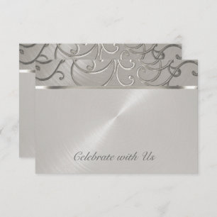 Quinceanera All Silver Filigree Swirls Invitation