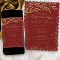 Quinceanera and Mass Red and Gold Leaves
