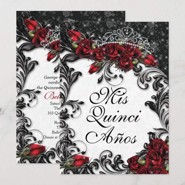 Quinceañera and Sweet 16 Party Invitations (Front/Back)
