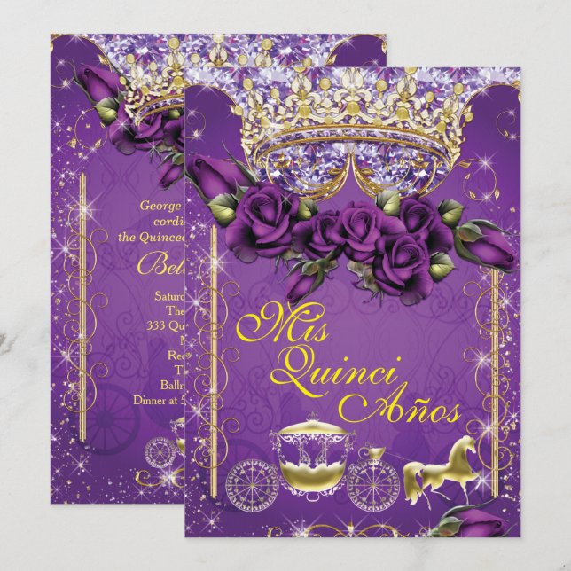 Quinceañera and Sweet 16 Party Invitations (Front/Back)
