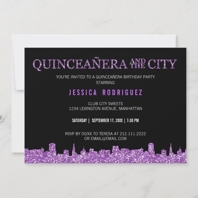 QUINCEAÑERA AND THE CITY Mis Quince Birthday Party Invitation (Front)