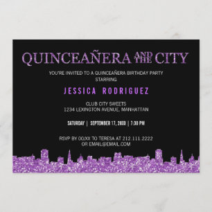 QUINCEAÑERA AND THE CITY Mis Quince Birthday Party Invitation