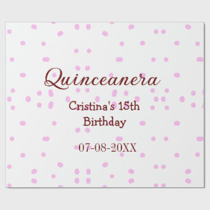 Quinceanera anos 15th birthday add name pink dots wrapping paper