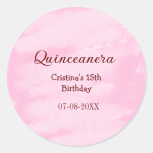 Quinceanera anos 15th birthday add name texture ye classic round sticker