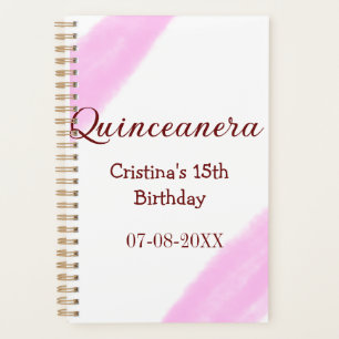 Quinceanera anos 15th birthday add name texture ye planner