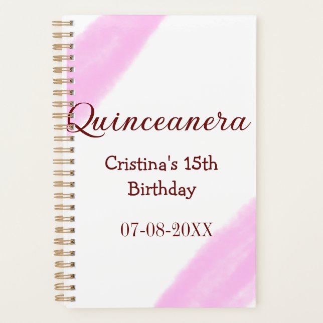 Quinceanera anos 15th birthday add name texture ye planner (Front)