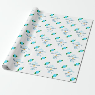 Quinceanera anos 15th birthday blue rose crown art wrapping paper