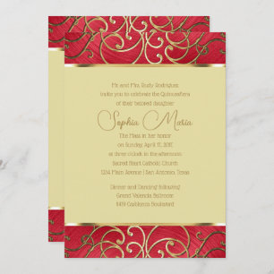 Quinceañera Any Colour Border Gold Filigree Swirls Invitation