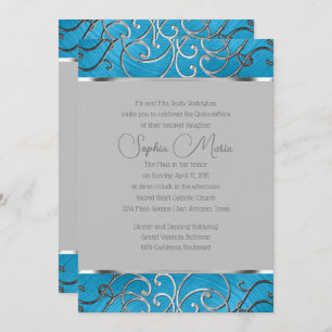 Quinceañera Any Colour Border Silver Filigree Swir Invitation