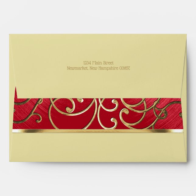 Quinceañera Any Colour Gold Filigree Envelope (Back (Top Flap))