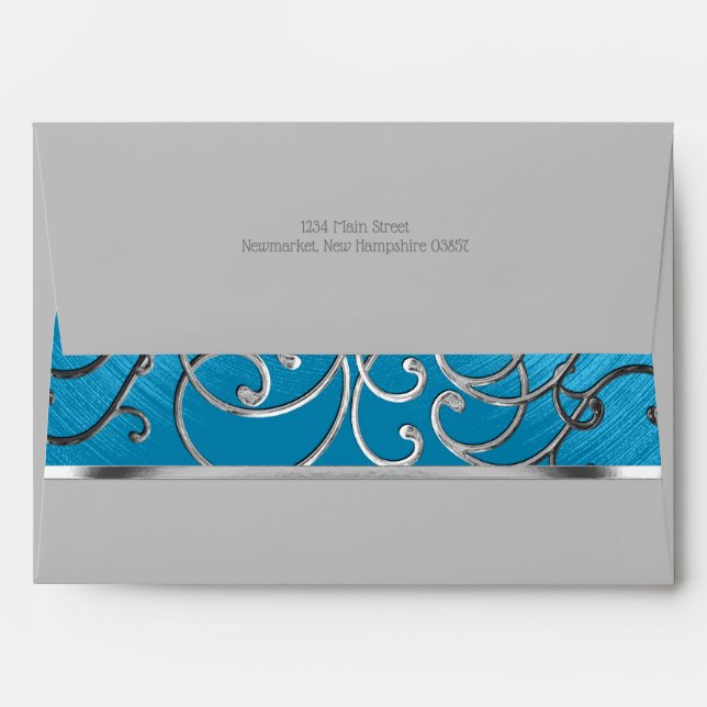 Quinceañera Any Colour Silver Filigree Envelope (Back (Top Flap))