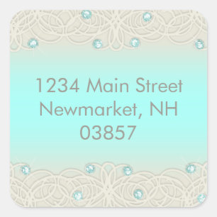 Quinceanera Aqua Sparkle and Lace Square Sticker