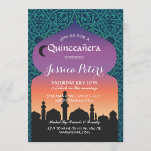 Quinceanera Arabian Nights Birthday Party Invite