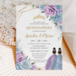 Quinceañera Baby Blue Lilac Purple Floral Twins  Invitation<br><div class="desc">Personalise this lovely quinceañera invitation with own wording easily and quickly,  simply press the customise it button to further re-arrange and format the style and placement of the text.  Matching items available in store!  (c) The Happy Cat Studio</div>