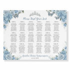 Quinceañera Baby Blue Roses Floral Seating Chart 