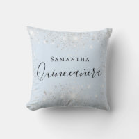 Quinceanera baby blue silver glitter dust name