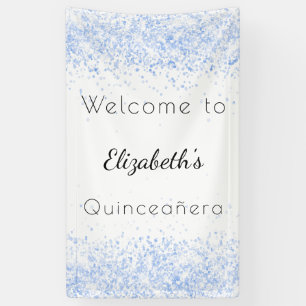 Quinceanera baby blue white welcome banner
