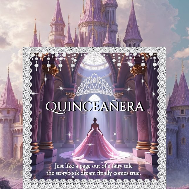 Quinceanera Birthday Castle Pink Purple Diamonds  Invitation (Creator Uploaded)