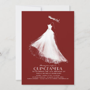 Quinceañera Birthday Invitation Burgundy Red