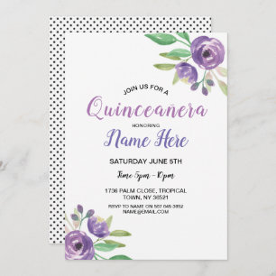 Quinceañera Birthday Party Flower Lilac Invitation