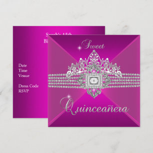 Quinceanera Birthday Party Hot Pink Invitation