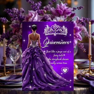 Quinceanera Birthday Party Purple Dress Tiara Invitation