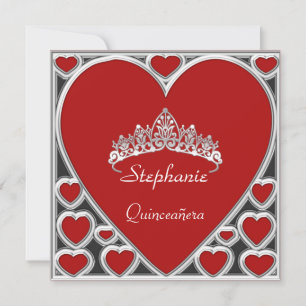 Quinceañera Birthday Party Red Invitation