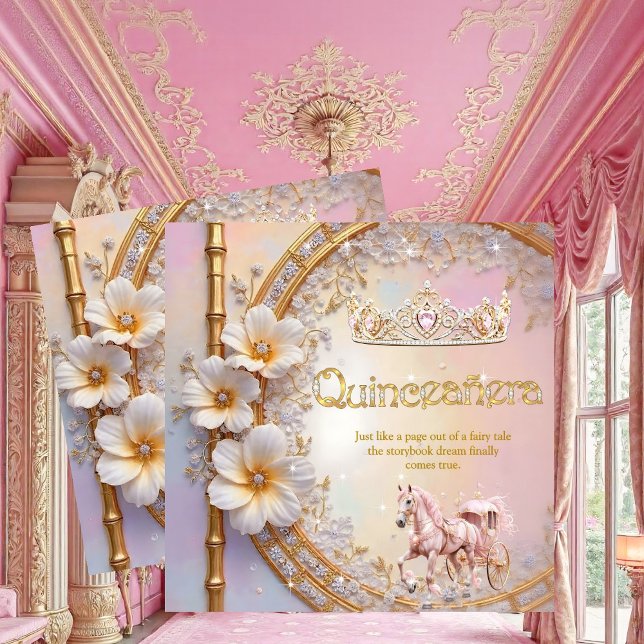 Quinceanera Birthday Pink Lilac Diamond Gold Horse Invitation (Creator Uploaded)