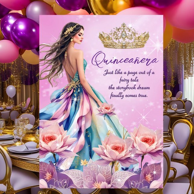 Quinceanera Birthday Pink Teal Purple Dress Invitation (Creator Uploaded)