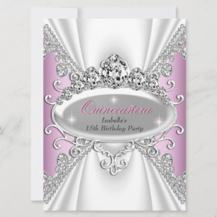 Quinceañera Birthday Princess Pink Diamonds Large Invitation
