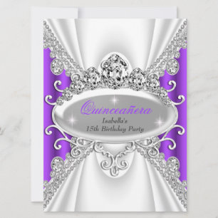 Quinceañera Birthday Princess Purple Diamond Large Invitation