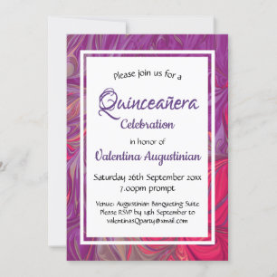 Quinceañera Birthday Retro Personalised PURPLE Invitation