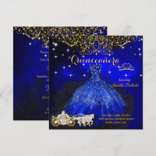Quinceanera Birthday Royal Blue Fairytale Tiara Invitation