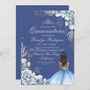 Quinceañera Birthday Royal Blue Invitation
